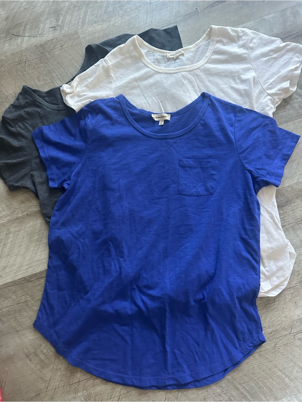 Urban Diction t shirts (3) royal blue cream dark grey large